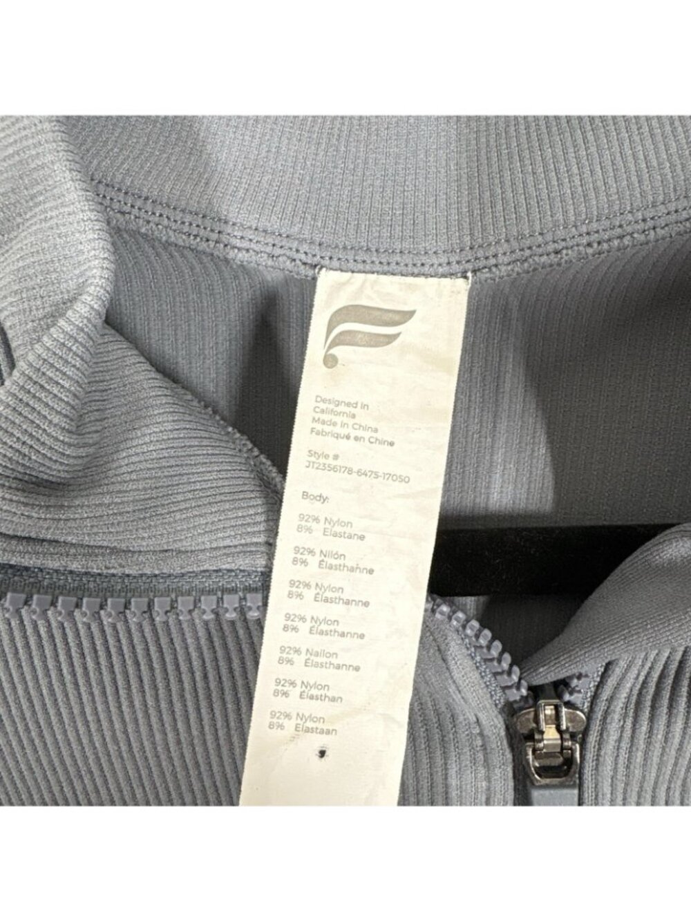 Fabletics Women L Stormcloud Full Zip Lightweight Ribbed Seamless Jacket - Picture 10 of 13